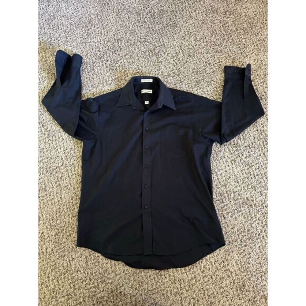 Pierre Cardin Men's Black button‎ down dress shirt size 18 32/33